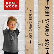 Growth Chart Art | Wooden Height Chart Ruler Kids | Wall Growth Chart for Kids, Girls + Boys  “Love Grows Here” | Nursery Decor | Tribal Natural