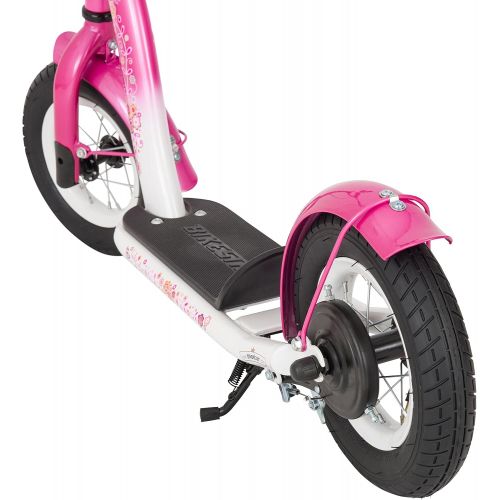  BIKESTAR Roller Kinderroller Tretroller Kickscooter mit Luftreifen fuer Madchen ab 4-5 Jahre | 10 Zoll Classic Kinder Scooter | Pink & Weiss