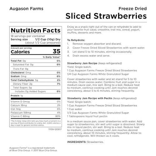  Augason Farms Freeze Dried Sliced Strawberries 6.4 oz