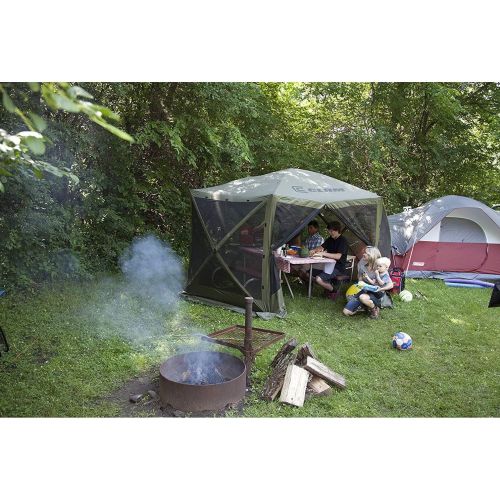  CLAM Quick-Set Escape Sport 11.5 x 11.5 Foot Portable Pop Up Outdoor Tailgating Screen Tent 6 Sided Canopy Shelter w/Stakes & Carry Bag, Blue