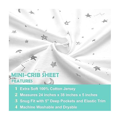  American Baby Company 2 Pack Fitted Mini Crib Sheet 24