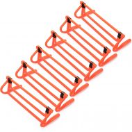 Crown Sporting Goods 6-Pack of Agility Hurdles with Adjustable Height Extenders ? Neon Orange Set & Carry Bag ? Plyometric Fitness & Speed Training Equipment ? Hurdle/Obstacles for Soccer, Football, Tr