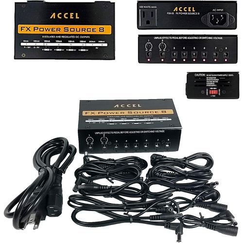  Accel Power Source 8 Isolated Output Pedal Power Supply for Guitar Effects Pedals