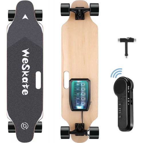  WeSkate 35 Electric Skateboard Longboard, 8 Layers Maple Complete Cruiser with Wireless Remote Control, 350W,12 MPH Top Speed, for Kids, Teenagers & Adults, 3 Speed Adjustment,11 M