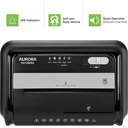  Aurora AU1260XA Anti-Jam 12-Sheet Crosscut Paper and CD/Credit Card Shredder