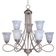 Maxim Lighting Maxim 11046MRSN Nova 9-Light Chandelier, Satin Nickel Finish, Marble Glass, MB Incandescent Incandescent Bulb , 60W Max., Dry Safety Rating, Standard Dimmable, Opal Glass Shade Mat
