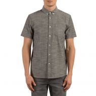 Volcom Mens Everett Oxford Modern Fit Short Sleeve Shirt, Black, Small