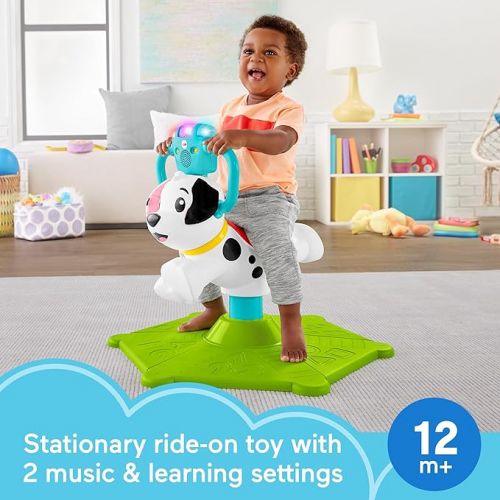 피셔프라이스 Fisher-Price Toddler Ride-On Learning Toy, Bounce and Spin Puppy, Stationary Musical Bouncer for Babies and Toddlers