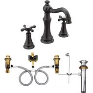 Moen TS42114BL-9000 Weymouth Two-Handle Widespread Bathroom Faucet with Cross Handles and Valve, Matte Black