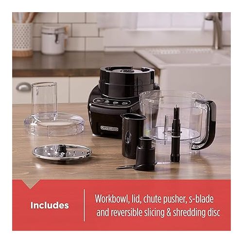  BLACK+DECKER 3-in-1 Easy Assembly 8-Cup Food Processor, Black
