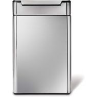 simplehuman 48 Liter / 12.7 Gallon Touch-Bar Dual Compartment Kitchen Recycling Trash Can, Brushed Stainless Steel, 13 Gallon, Fingerabdrucksicherer Edelstahl
