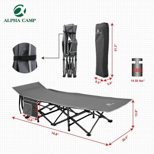  [아마존베스트]ALPHA CAMP Oversized Camping Cot Supports 600 lbs Sleeping Bed Folding Steel Frame Portable with Carry Bag