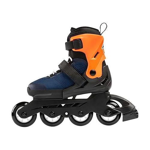 롤러블레이드 Rollerblade Microblade Boy's Adjustable Fitness Inline Skate Midnight Blue/Warm Orange