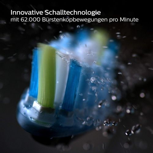 필립스 Philips Sonicare DiamondClean 9000 Electric Toothbrush HX9911/09, Sonic Toothbrush with 4 Cleaning Programmes, 3 Intensities, Pressure Control, Charging Glass and USB Travel Case,