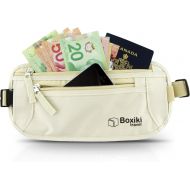 Boxiki Travel Money Belt - RFID Blocking Money Belt Safe Waist Bag, Secure Belt for Men and Women Fits Passport, Wallet, Phone and Personal Items. Running Belt, Fanny and Waist Pac