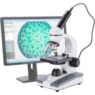 AmScope M148C-E Compound Monocular Microscope, WF10x and WF25x Eyepieces, 40x-1000x Magnification, LED Illumination, Brightfield, Single-Lens Condenser, Plain Stage, 110V or Batter