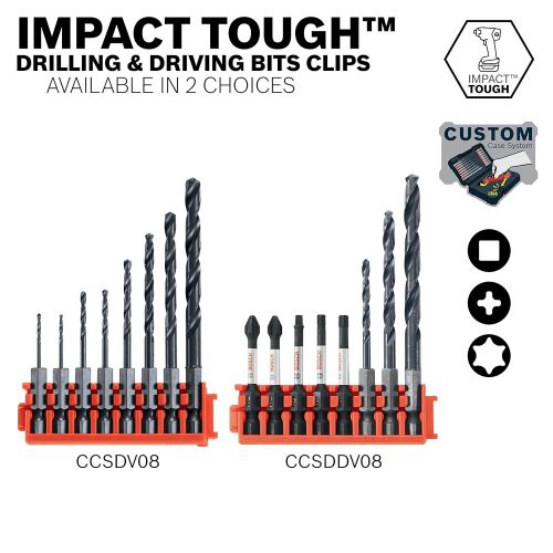  Bosch CCSDDV08 8Piece Impact Tough Black Oxide Drill & Drive Bits with Clip for Custom Case System