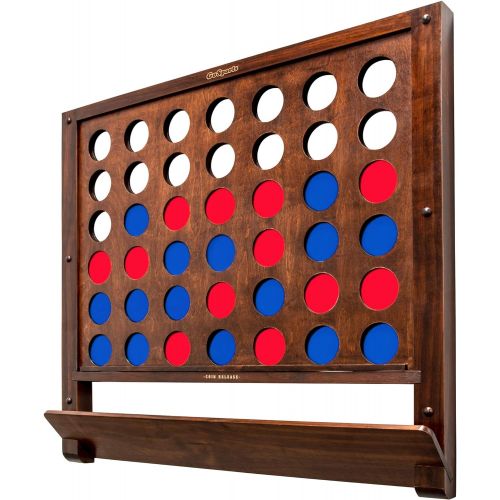 GoSports Wall Mounted Giant 4 in a Row Game - Jumbo 4 Connect Family Fun with Coins, Brown