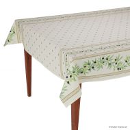 Occitan Imports Ramatuelle Ecru Rectangular French Tablecloth, Coated Cotton, 59 x 118 (8-10 People)