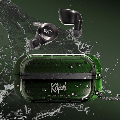 클립쉬 Klipsch T5 II True Wireless Sport Earphones in Green with Dust/Waterproof Case & Earbuds, Best Fitting Ear Tips, Ear Wings, 32 Hours of Battery Life, and Wireless Charging Case