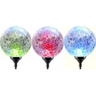 Moonrays 91251 LED Solar Path Lights In Glass Ball Design With Color Changing Feature, Weatherproof, 100,000 Hours of Use, Energy Saving, Solar Powered, Durable Crystal Glass, 3-pc