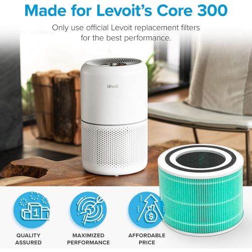  LEVOIT Air Purifier Toxin Absorber Replacement Filter, 3-in-1 True HEPA, High-Efficiency Activated Carbon, Core 300-RF-TX, 1 Pack, Green