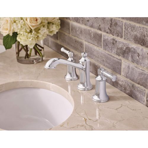  Moen T6805 Dartmoor Two-Handle Low Arc Bathroom Faucet without Valve, Chrome