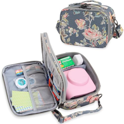  Teamoy Camera Case Compatible with Mini9 Instant Camera, Portable Instant Camera Bag for Mini 9/10/11 Camera and Accessories, Peony(Bag Only)