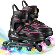Wesoky Inline Skates for Kids and Adults, Roller Blades Adjustable 4 Sizes with Full Light Up Wheels for Girls Boys Beginners Patines 4 Ruedas for Indoor Outdoor Backyard Skating
