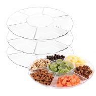 Impressive Creations Clear Round Plastic Serving Tray  (Pack of 3)  Heavyweight Disposable 6 Compartment Reusable Party Supply Tray Durable and Reusable Party Supply Tray  Perf