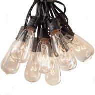 Hometown Evolution, Inc. Vintage Outdoor String Lights (100 Ft, ST40 Clear Bulbs - Black Wire)
