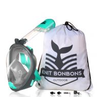 Knit Bonbons Outdoor 180° Panoramic View Snorkel Mask Full Face Scuba, Dive and Swim Set for Kids Youth Adult Women Men | Easier Breath with Dry Anti-Fog Anti-Leak for Travel Beach Sea Underwater Swimm