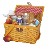 Vintiquewise(TM) QI003081 Gingham Lined Picnic Basket with Folding Handles