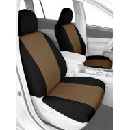 CalTrend Front Row Bucket Custom Fit Seat Cover for Select Ford F-150 Models - NeoSupreme (Light Grey Insert and Black Trim)