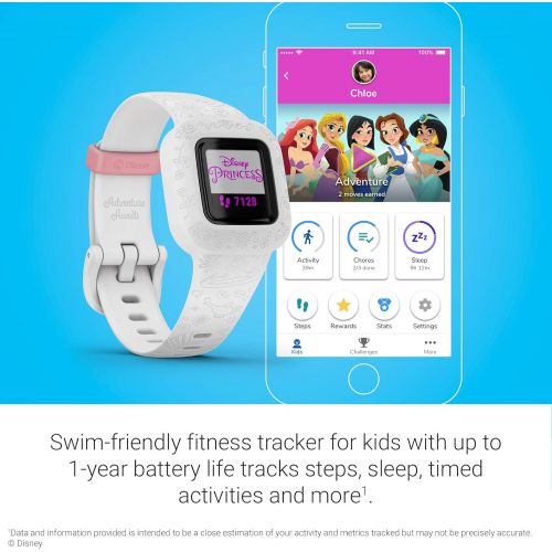 가민 Garmin vivofit jr. 3, Fitness Tracker for Kids, Swim-Friendly, Up To 1-year Battery Life, Disney Princess