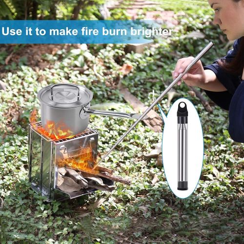  WADEO Wood Burning Camp Stove, Stainless Steel Folding Camp Stove, Portable Backpacking Wood Stove for Outdoor Cooking, Picnic and BBQ