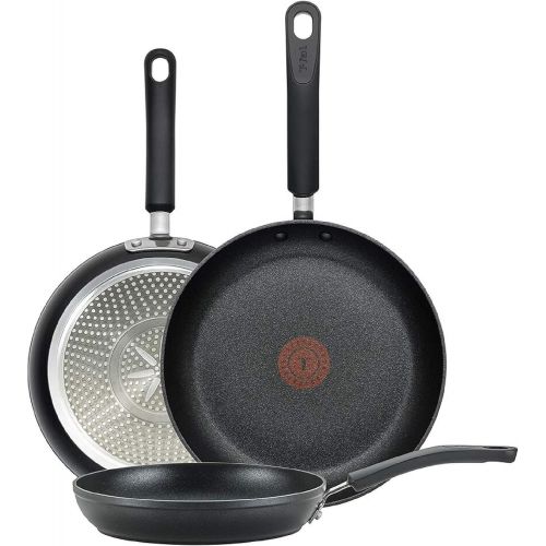  T-fal E938S3 Professional Total Nonstick Thermo-Spot Heat Indicator Fry Pan Cookware Set, 3-Piece, 8-Inch 10.5-Inch and 12.5-Inch, Black