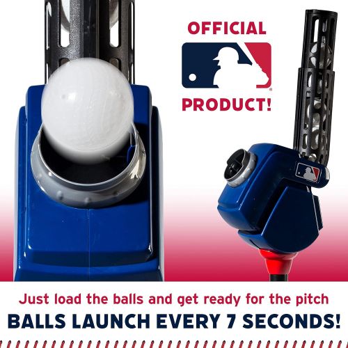  Franklin Sports Baseball Pitching Machine - Adjustable Baseball Hitting & Fielding Practice Machine For Kids - with 6 Baseballs - Great For Practice,Blue