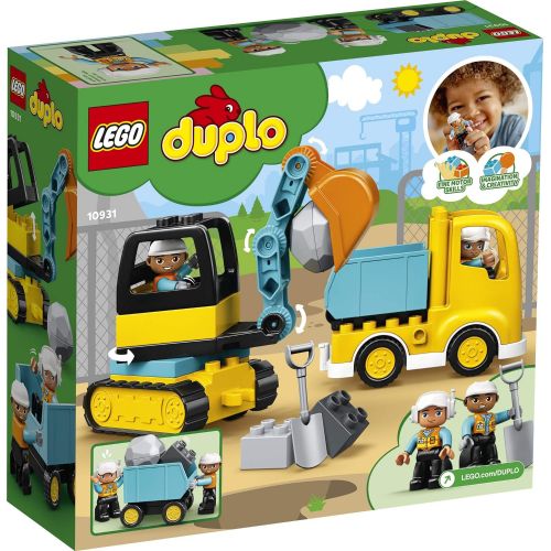  LEGO DUPLO Construction Truck & Tracked Excavator 10931 Building Site Toy for Kids Aged 2 and Up; Digger Toy and Tipper Truck Building Set for Toddlers, New 2020 (20 Pieces)