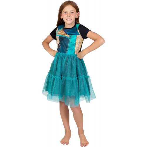 디즈니 Disney Descendants Uma Girls Tulle Costume Short Sleeve Dress