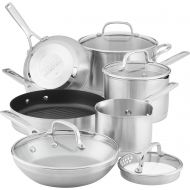 KitchenAid 3-Ply Base Stainless Steel Cookware Pots and Pans Set, 10 Piece, Brushed Stainless