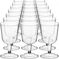 [아마존베스트]DecorRack 24 Wine Glasses, 6 Oz Plastic Party Wine Cups, Perfect for Outdoor Parties, Weddings, Picnics, Stackable, Reusable, Disposable Stemmed Clear Wine Glasses (Pack of 24)
