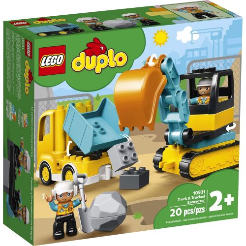  LEGO DUPLO Construction Truck & Tracked Excavator 10931 Building Site Toy for Kids Aged 2 and Up; Digger Toy and Tipper Truck Building Set for Toddlers, New 2020 (20 Pieces)