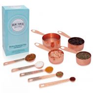 Olde Towne Kitchen Measuring Cups and Measuring Spoons (9-Piece Set) | Copper-Plated Stainless Steel | Magnetic, Nesting cups | 2 Ring Clips | Liquid or Dry Measuring cup set | US
