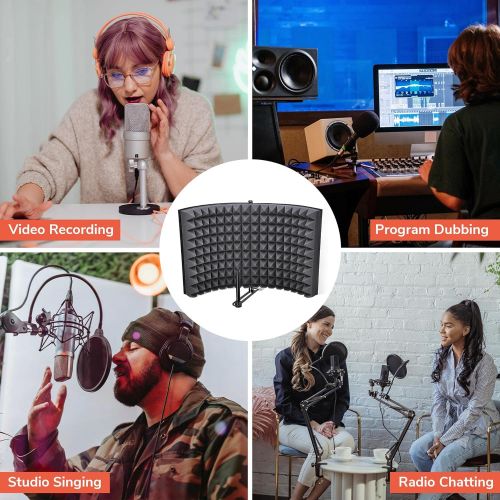  AW Studio Microphone Isolation Shield Acoustic Foam Panel Sound Absorbing Vocal Recording Panel Stand Mount