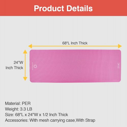  PRIMASOLE Yoga Mat Eco-Friendly Material 1/2 Non-Slip Yoga Pilates Fitness at Home & Gym Twin Color