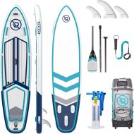 iROCKER Sport Inflatable Stand Up Paddle Board, Extremely Stable 11 Long x 31 Wide x 6 Thick Premium SUP with Roller Bag, Carbon Paddle, Pump, Leash, Fins & Repair Kit