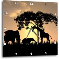 3dRose dpp_48979_3 African Safari Silhouette Wall Clock, 15 by 15-Inch