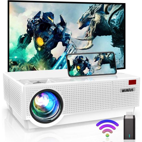  4K WiFi Bluetooth Compatible Projector, WiMiUS P28 400 ANSI Lumens Native 1920x1080 Outdoor Video Projector Support Zoom, 400’’ Screen 6D ±50°Keystone Correction for Home Theater a