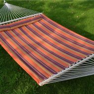 Sunnydaze Strong Camel STRIPE-ORANGE-PURPLE Hammock Double Size Quilted Fabric Heavy Duty Sleep Bed W/Pillow + wooden stick